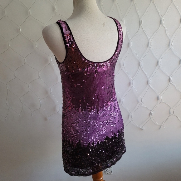 Express Sequined Tank Top or Dress / Purple Ombre / Small Petite - Picture 5 of 6
